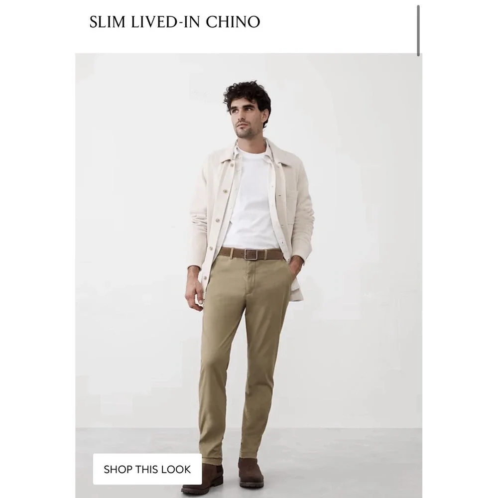 Banana Republic Slim Lived-In Chino Pant Acorn Brown Tan 38 X 36